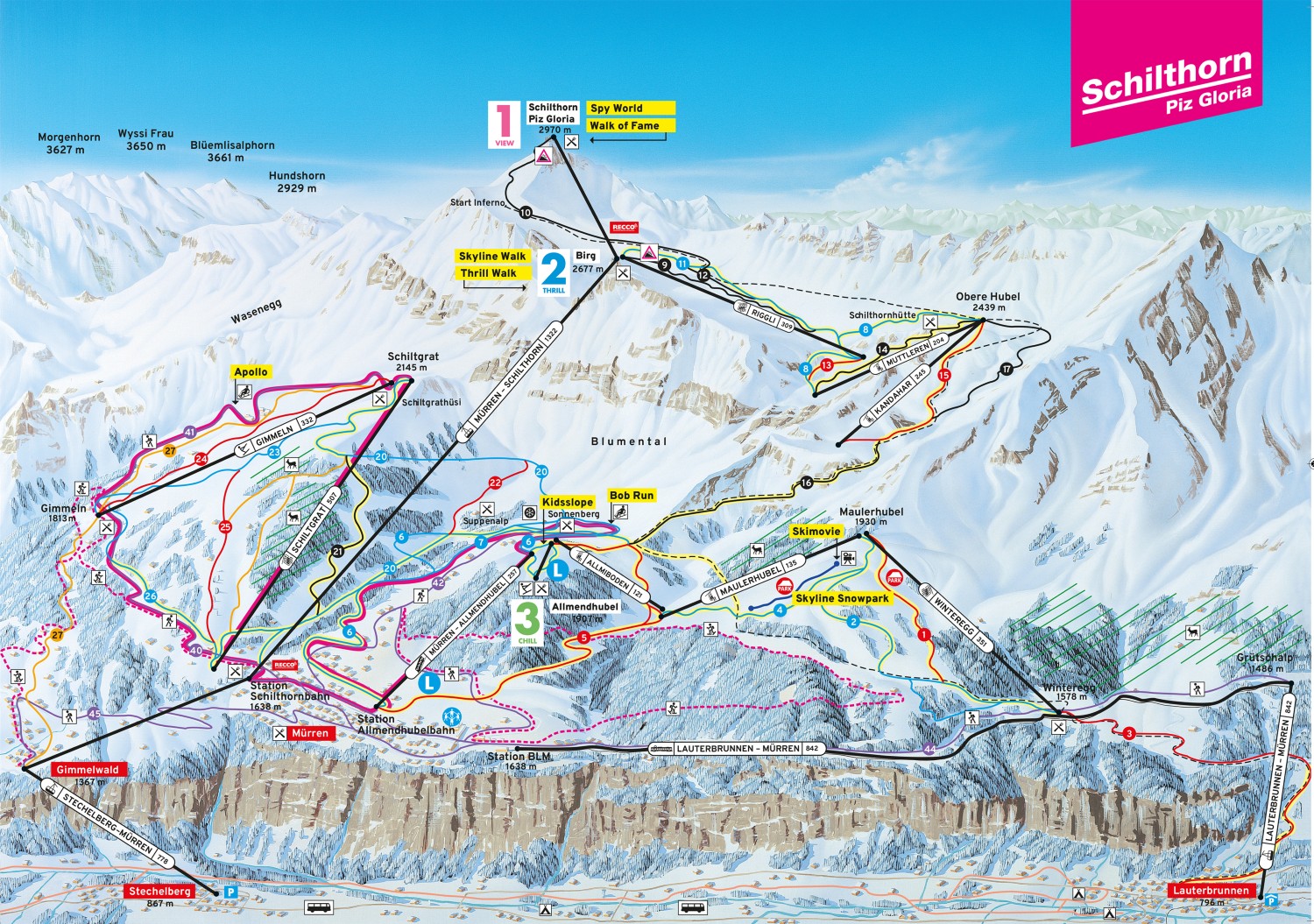 Mürren Schilthorn ski map